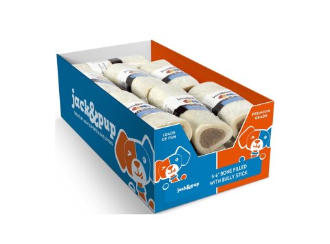 Jack & Pup Dog 5-6" Filled Bone Bully 12 Count Display Box