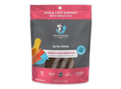 Shameless Dog Jerky Bites Salmon/Butternut 5oz.