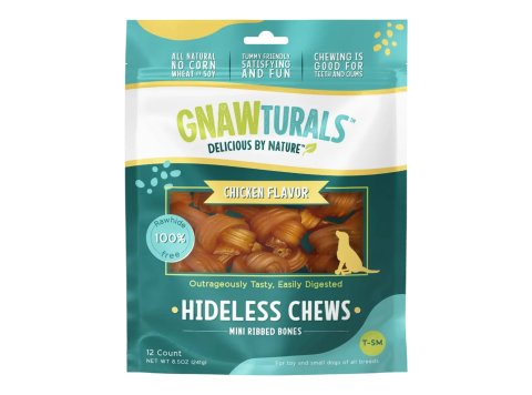 Gnawturals Hideless Chews Ribbed Bone Chicken Mini 12 Count
