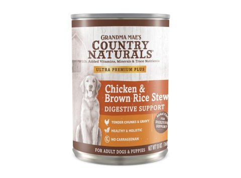 Grandma Mae's Country Naturals Digestive Support Wet Dog Food Chicken & Brown Rice Stew, 13oz. (Case of 12)
