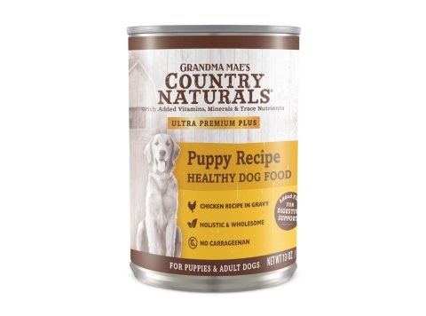 Grandma Mae's Country Naturals Puppy Recipe Wet Dog Food Chicken, 13oz. (Case of 12)