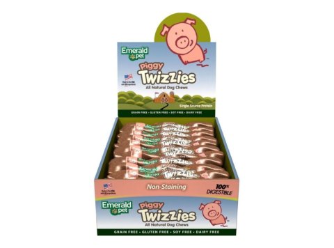 Emerald Pet Twizzies Grain Free Dog Chews Piggy 6-in- 30 Pc