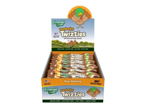 Emerald Pet Twizzies Grain Free Dog Chews Turducky 6 In-30 Pc