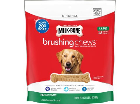 Milk-Bone Brushing Chews Dog Treat Original 1ea/LG, 50+Lb, 18 ct