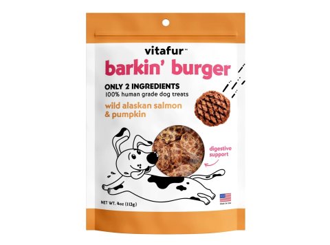 Vitafur Barkin Burger Dog 4oz. Wild Alaskan Salmon Pumpkin