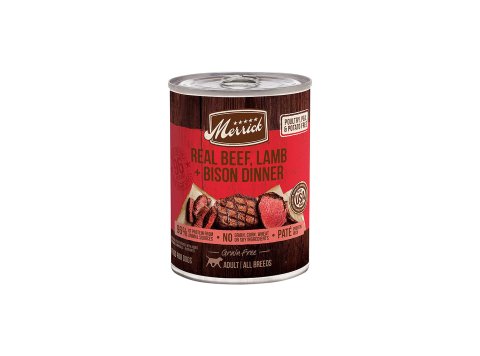 Merrick Dog Grain Free 96% Beef Lamb And Buffalo 12.7 oz.(Case of 12)