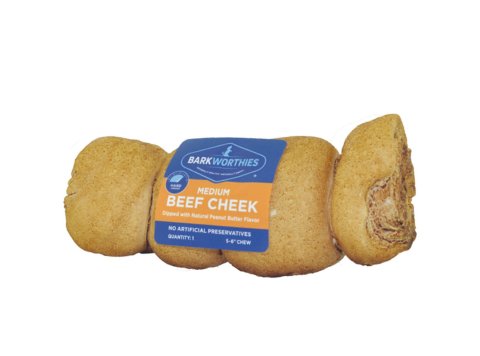 Barkworthies Dog Grain Free Beef Cheek Dipped Peanut Butter Large