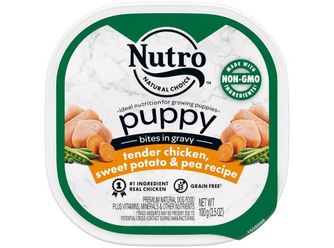 Nutro Products Grain Free Bites in Gravy Puppy Wet Dog Food Tender Chicken, Sweet Potato & Pea 3.5oz. (Case of 24)