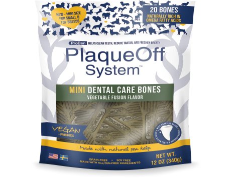 Proden Plaqueoff System Mini Dental Care Bones Vegetable Fusion Flavor Dog Treats; 12oz.
