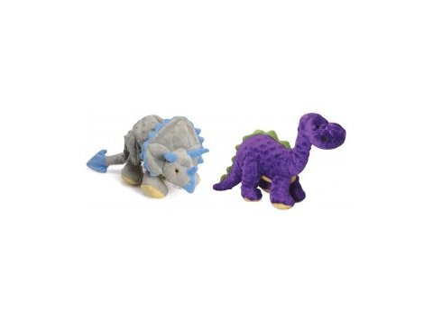 GoDog Dinos Chew Guard Squeaky Plush Dog Toy Small Purple
