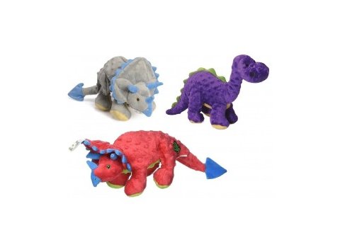 GoDog Dinos Chew Guard Squeaky Plush Dog Toy Large Red