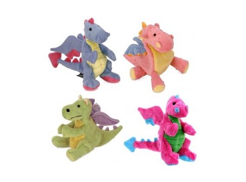 GoDog Dragon Chew Guard Squeaky Plush Dog Toy Large Lime Green