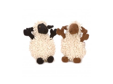 GoDog Fuzzy Wuzzy Sheep Chew Guard Squeaky Plush Dog Toy Mini Assorted