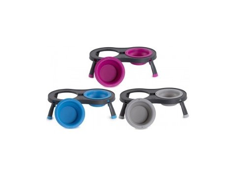 Dexas Elevated Double Feeder 2.5 Cup Light Grey