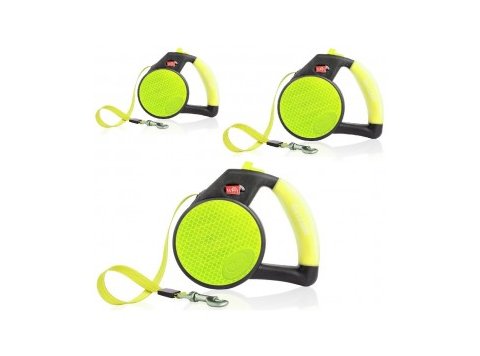Wigzi Gel Leash - Retractable Yellow Reflective Medium