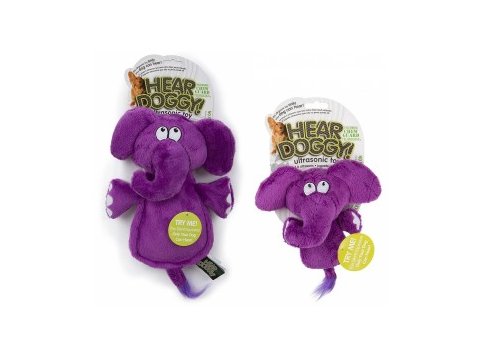 Hear Doggy - Flats Purple Elephant with Chew Guard Large