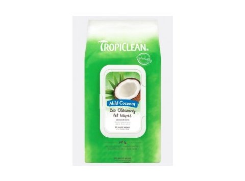 TropiClean Deordorizing Wipes - Ear Cleaning for Pets Mild Coconut 50 Count