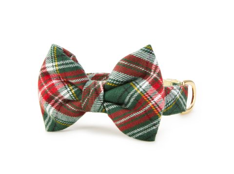 Holly Jolly Flannel Holiday Dog Bow Tie Large