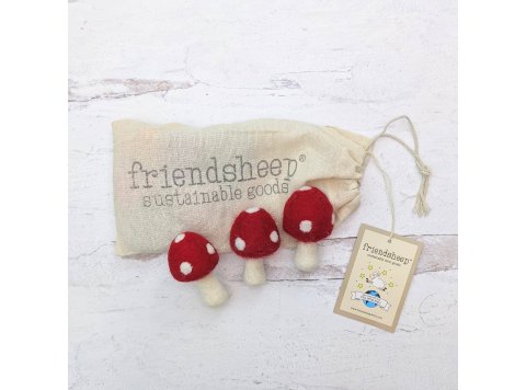 Red Amanita Mushrooms Eco Toys/Fresheners - Set of 3 With Bag