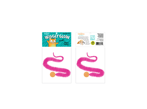 Wiggly Glow - Glow in the Dark Cat Toy Bouncy Ball Free-hanging 4x4 card with sombrero hole