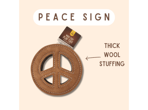 TUFF TOYS Leather Dog Toys made of Durable water buffalo lea Peace Sign