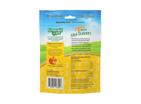 Emerald Pet Pumpkin Harverst Trainers Banana Chewy Dog Treats 6oz.