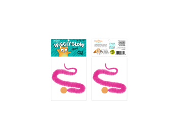 Wiggly Glow - Glow in the Dark Cat Toy Bouncy Ball Free-hanging 4x4 card with sombrero hole