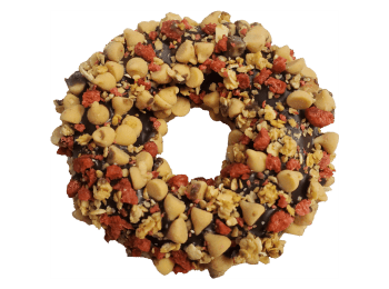 Gourmet Donut, Carob Peanut Butter & Bacon Crunch Donut Dog Treat