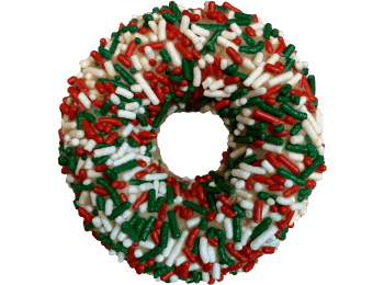 Gourmet Donut, Christmas Collection Peanut Butter w/ Jimmies Donut Dog Treat