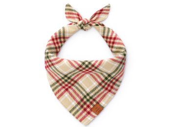 Eggnog Plaid Flannel Holiday Dog Bandana Medium