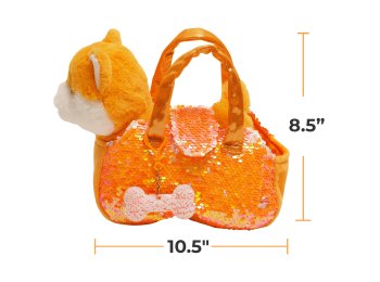 Little Jupiter Pet Plush Set with Bag - Orange Shiba Inu