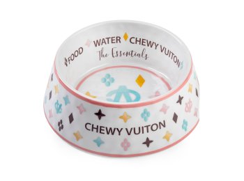 White Chewy Vuiton Dog Bowl - 3 Sizes!! Dog Food Bowl Large