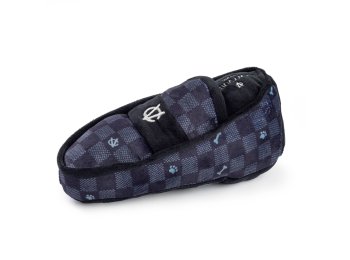 Black Checker Chewy Vuiton Loafer Squeaker Dog Toy