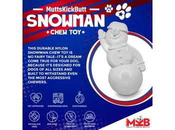 Snowman Ultra Durable Christmas Nylon Dog Chew