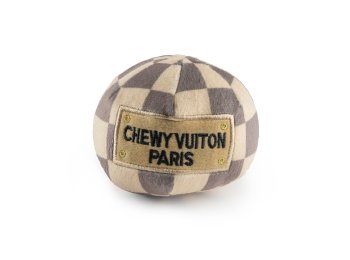 Checker Chewy Vuiton Ball Squeaker Dog Toy Small / Mini