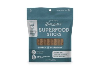 Dog Treat Naturals Dog Superfood Sticks Turkey & Blueberry 10Oz
