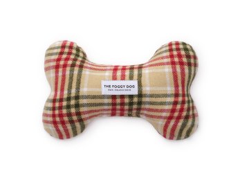 Eggnog Plaid Flannel Holiday Dog Squeaky Toy
