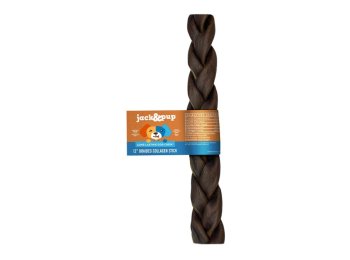 Jack & Pup Dog 12" Collagen Braided Stick 20 Count Display Box
