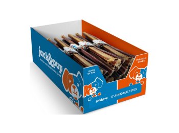 Jack & Pup Dog 12" Jumbo Bully Stick 20 Count Display Box
