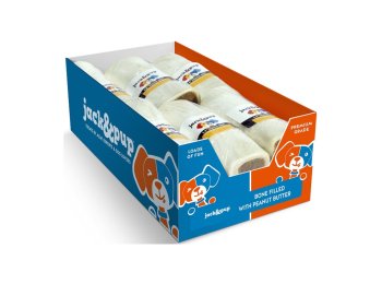 Jack & Pup Dog 5-6" Filled Bone Peanut Butter 12 Count Display Box