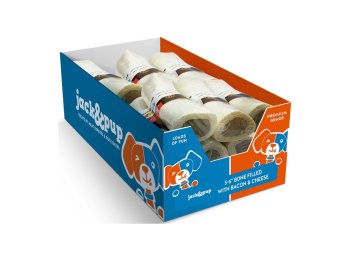 Jack & Pup Dog 5-6" Filled Bone Cheese Bacon 12 Count Display Box