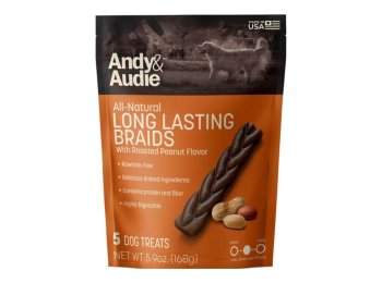 Andy & Audie Alternative Braid Chews For Dogs Nut Medium-5 Count 5.9oz.
