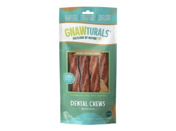 Gnawturals Dental Chews Twisted Stick Peanut Butter Large 4 Count