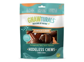 Gnawturals Hideless Chews Ribbed Bone Pumpkin Medium 5 Count
