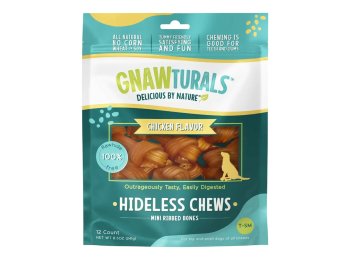 Gnawturals Hideless Chews Ribbed Bone Chicken Mini 12 Count