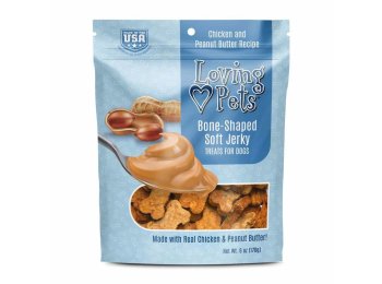 Loving Pets Bone-Shaped Soft Jerky Dog Treat Chicken & Peanut Butter 1ea/6 oz