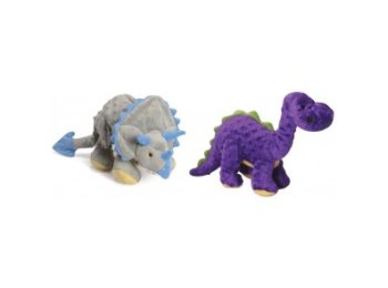 GoDog Dinos Chew Guard Squeaky Plush Dog Toy Small Purple