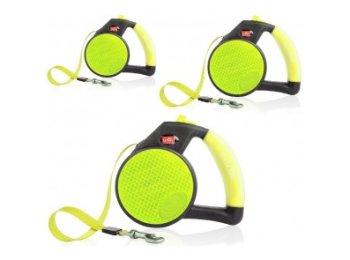 Wigzi Gel Leash - Retractable Yellow Reflective Medium