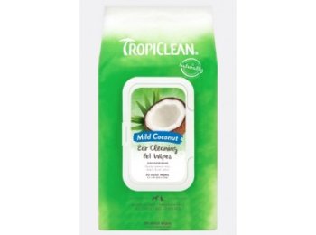 TropiClean Deordorizing Wipes - Ear Cleaning for Pets Mild Coconut 50 Count