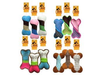 Squeaky Bone Shaped Dog Toys in Assorted Designs